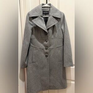 NINE WEST SIZE 8 GRAY PEACOAT Shell 55% wool 45% lined polyester 41”L PTP 18”